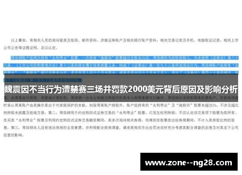 魏震因不当行为遭禁赛三场并罚款2000美元背后原因及影响分析