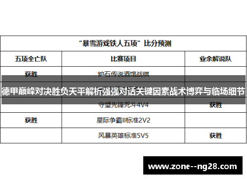 德甲巅峰对决胜负天平解析强强对话关键因素战术博弈与临场细节 德甲巅峰对决胜负天平解析强强对话关键因素战术博弈与临场细节
